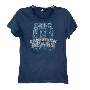 Cambridge Bears Navy Blue Embellished Crewneck Short Sleeve Shirt Women's Sz S